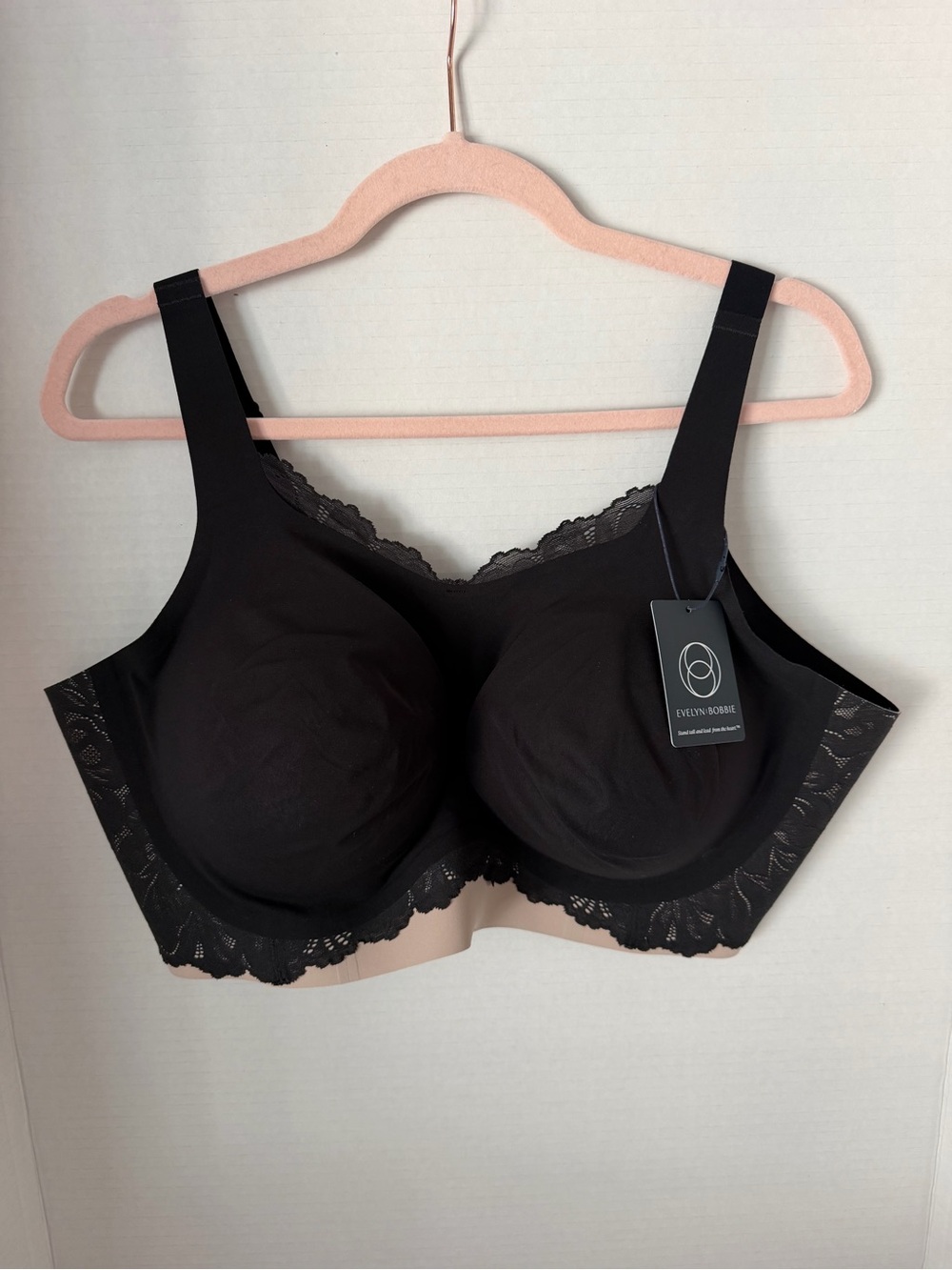 EVELYN BOBBIE Black Lace Beyond Seamless Wire-free Bra 3X NWT